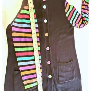 Bob Mackie Long Rainbow Sleeve Wearable Art Black Cardigan Size Large
